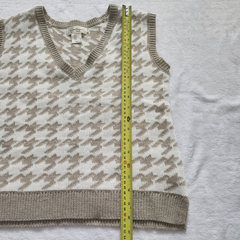 JESSICA SIMPSON Women's V-Neck Grandpa Knit Sweater Vest Small Cream Beige Trend - Picture 7 of 8